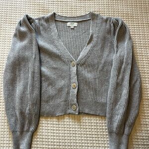 Aerie Gray V-Neck Button-Up Women's Sweater